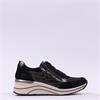 Remonte Laced Wedge Trainer & Side Zip - Black Combi